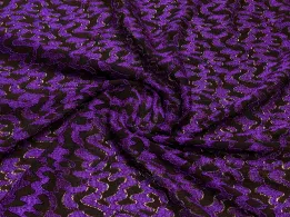 Гипюр стрейч волны, фиолетовый на черном - интернет-магазин tkani-atlas.com.ua