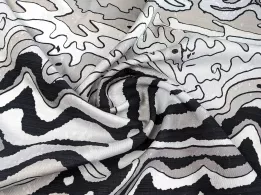 Шелк вискоза волнистое плетение, серый с черным - интернет-магазин tkani-atlas.com.ua